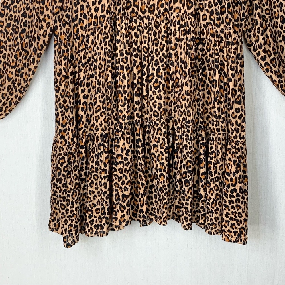 Wonderly NWT Leopard Print Long Sleeve V-Neck Tiered Skirt Mini Dress - Size 3X - Picture 12 of 16